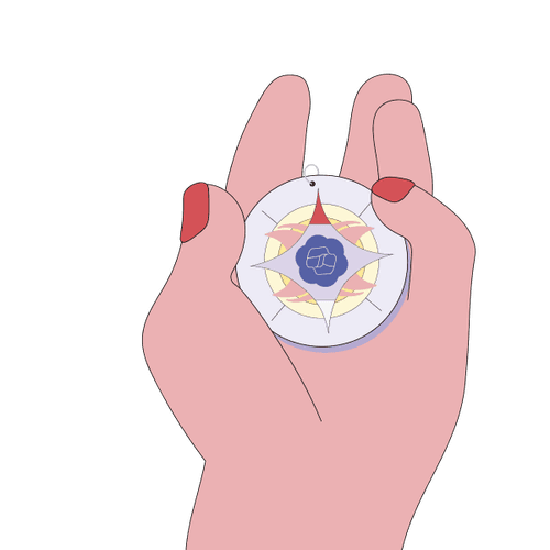 illustration of a hand holding a compass
