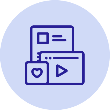 Icon mit unterschiedlichen Medien, wie einer Webseite und einem Video