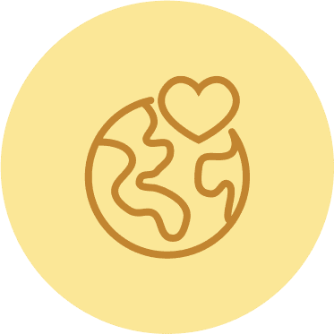 Icon einer Weltkugel und einem Herz darüber
