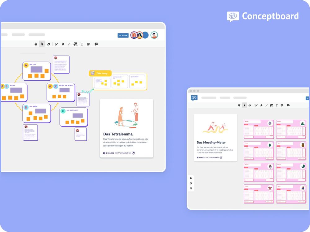 Zwei 9 Spaces Conceptboard Beispiele