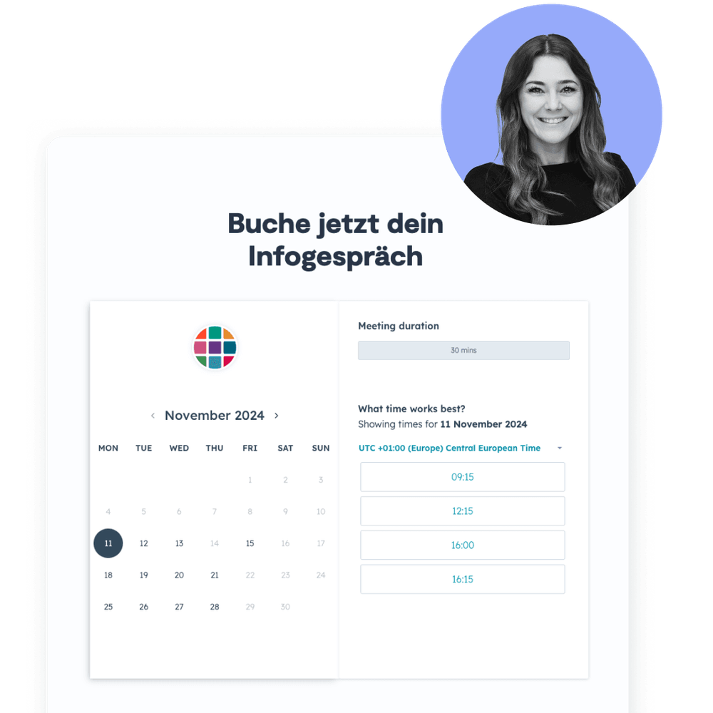 Screenshot von Liz von 9 Spaces und ihrem Termin-Kalender