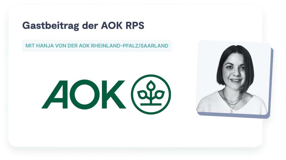 Gastbeitrag der AOK RPS mit Hanja Portrait von Hanja in schwarzweiss der AOK RPS mit Logo der AOK