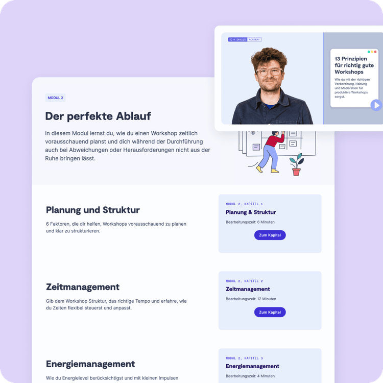 Screenshots der 9 Spaces Academy