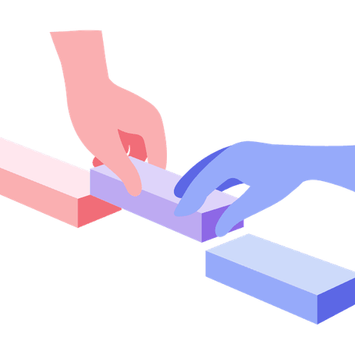 Illustration of two hands trying to join two building blocks, with a gap between them symbolising a mismatch in expectations.