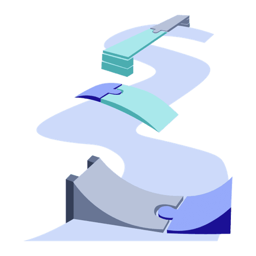 Illustration of a road with many bridges