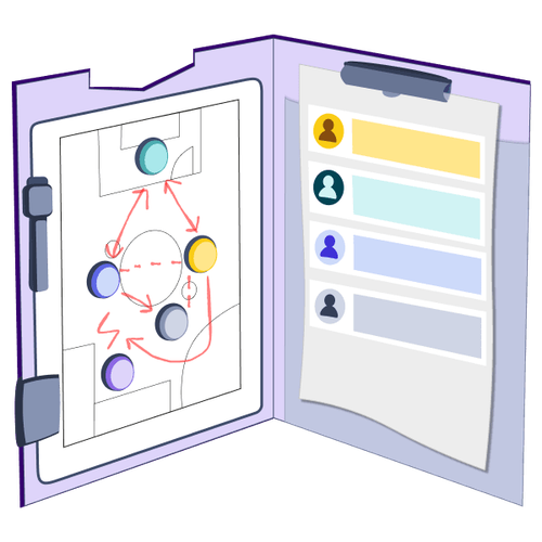 Illustration einer Mappe, die Zettel enthält