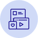 Icon featuring different media formats, such as a website and a video